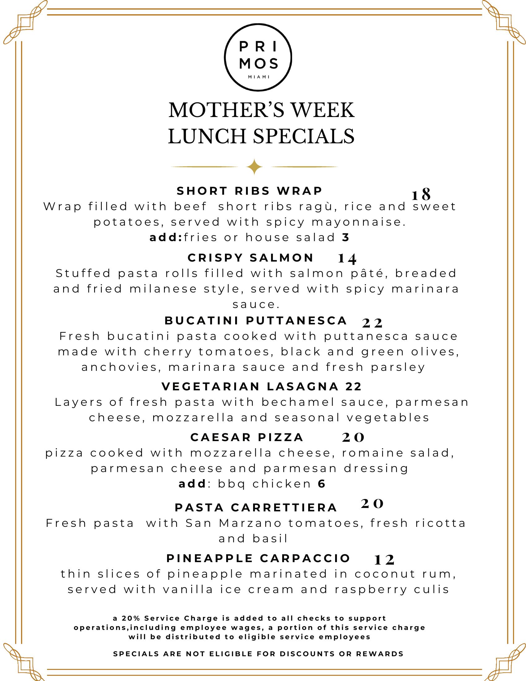 Primos menu