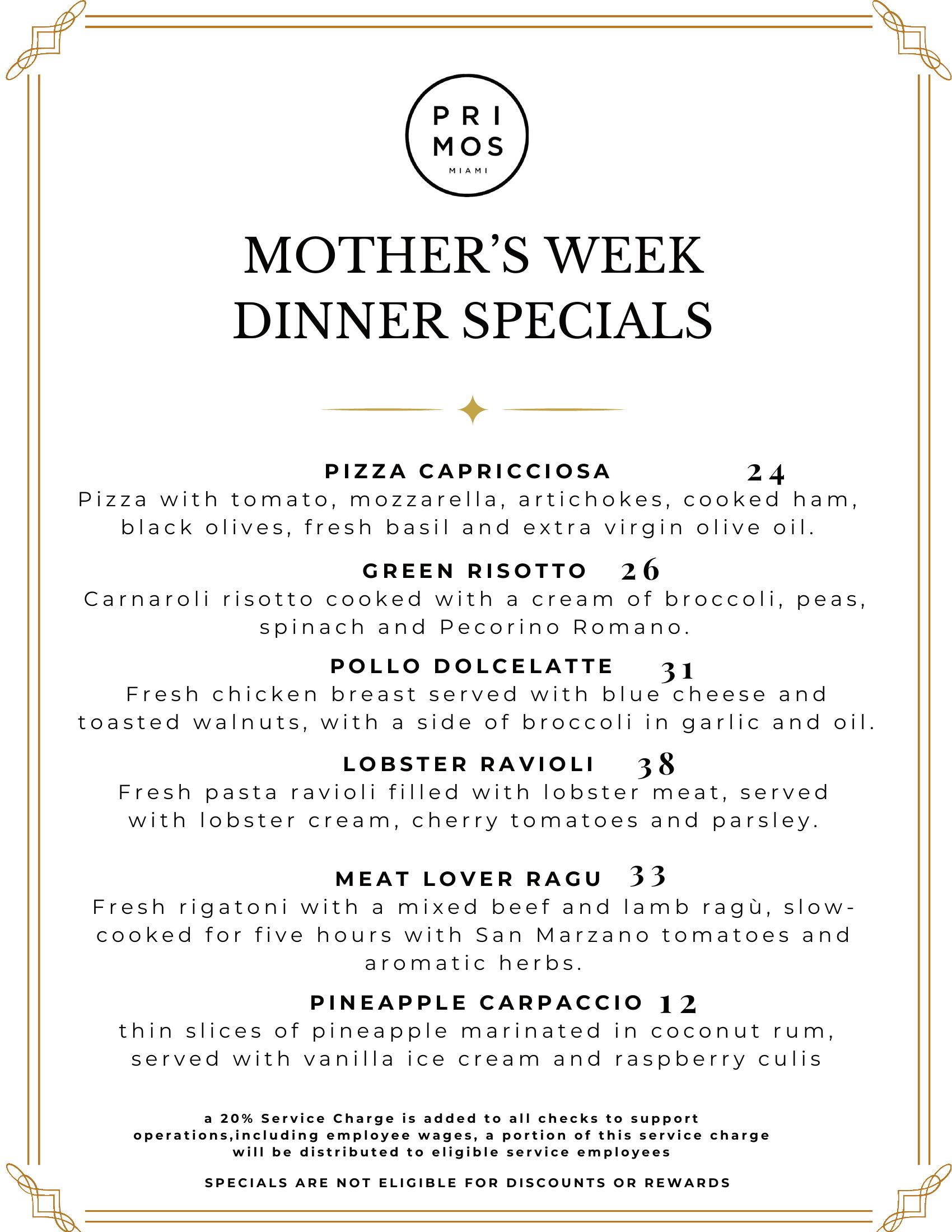 Primos menu